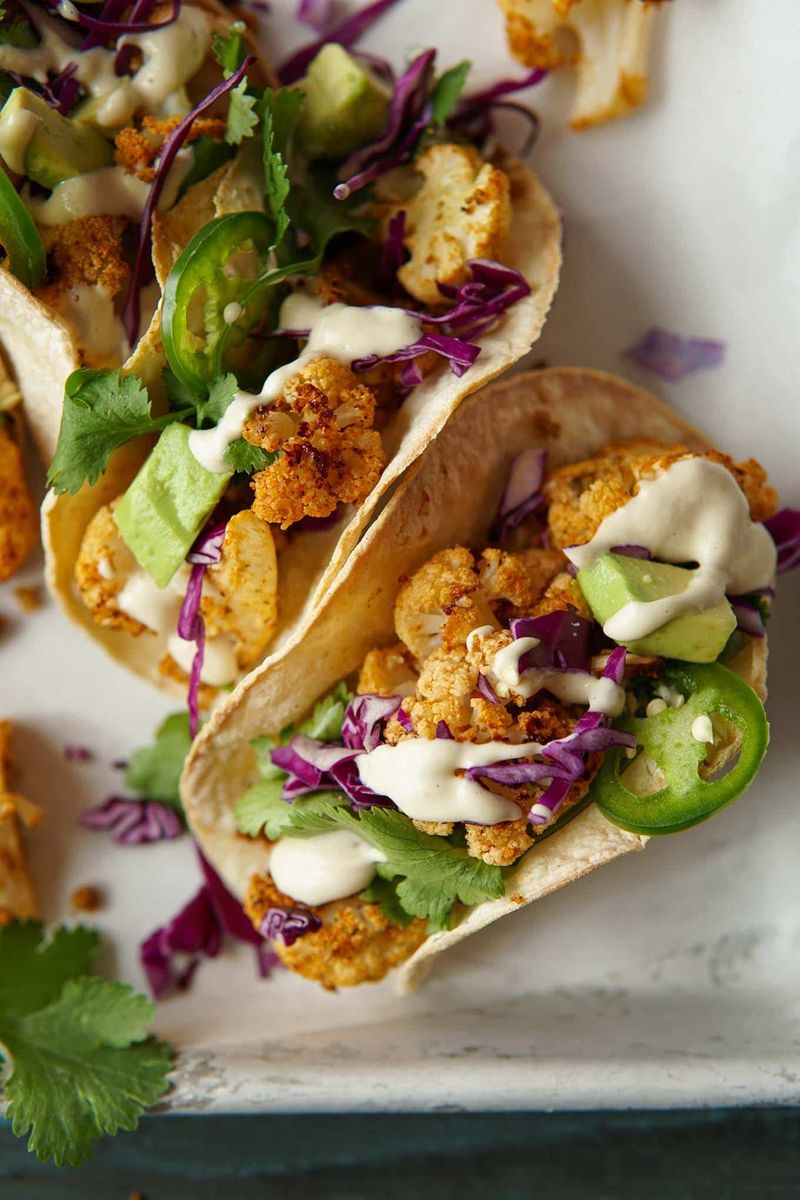 Crispy Cauliflower Tacos With Chipotle Crema