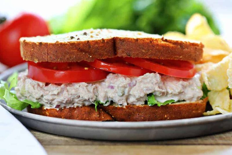 Tuna Salad, Tomato, Lettuce, Bread, and Mayo