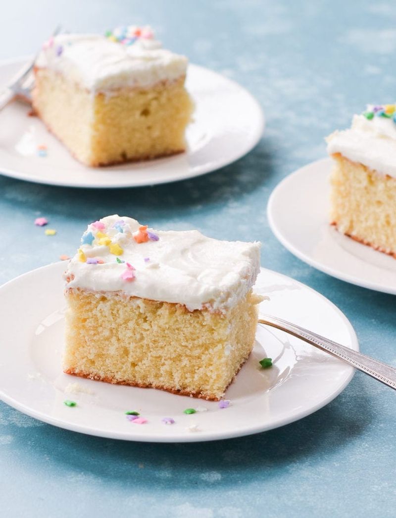 Vanilla Sheet Cake With Whipped Frosting
