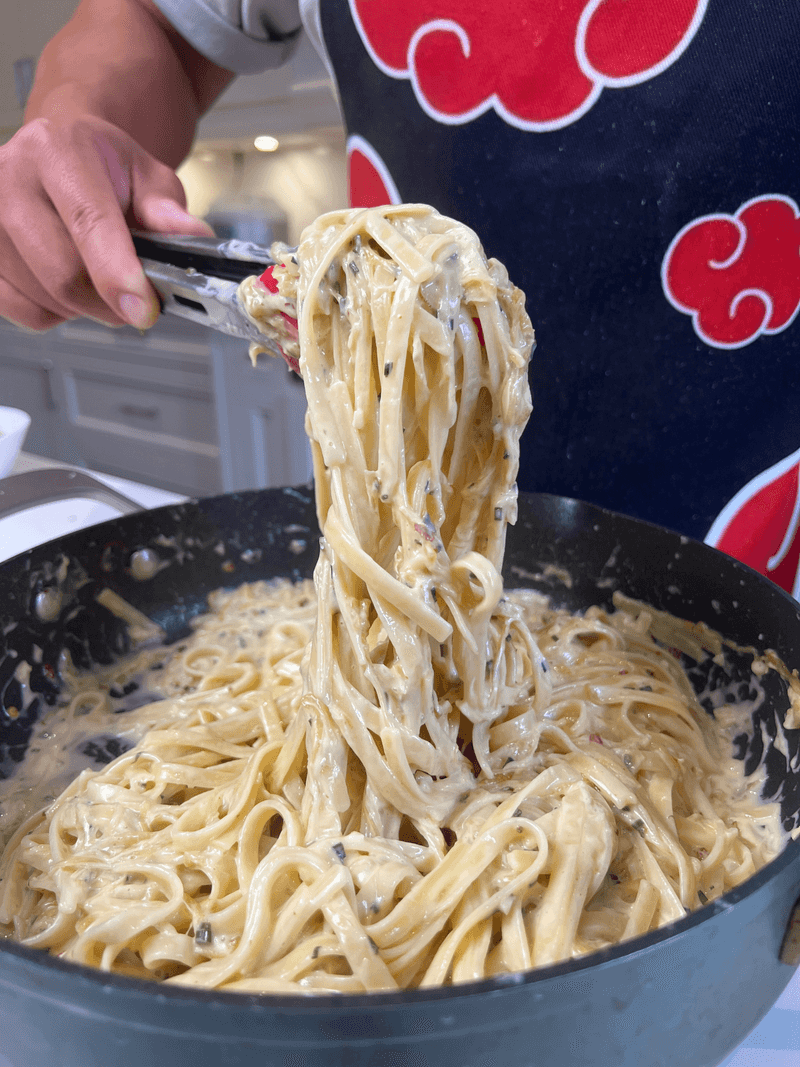 Spaghetti with Caramelized Onion Jam and Parmesan