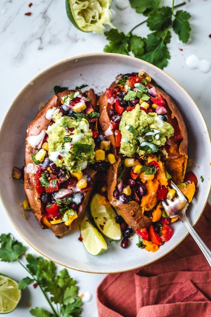 Baked Sweet Potato With Toppings