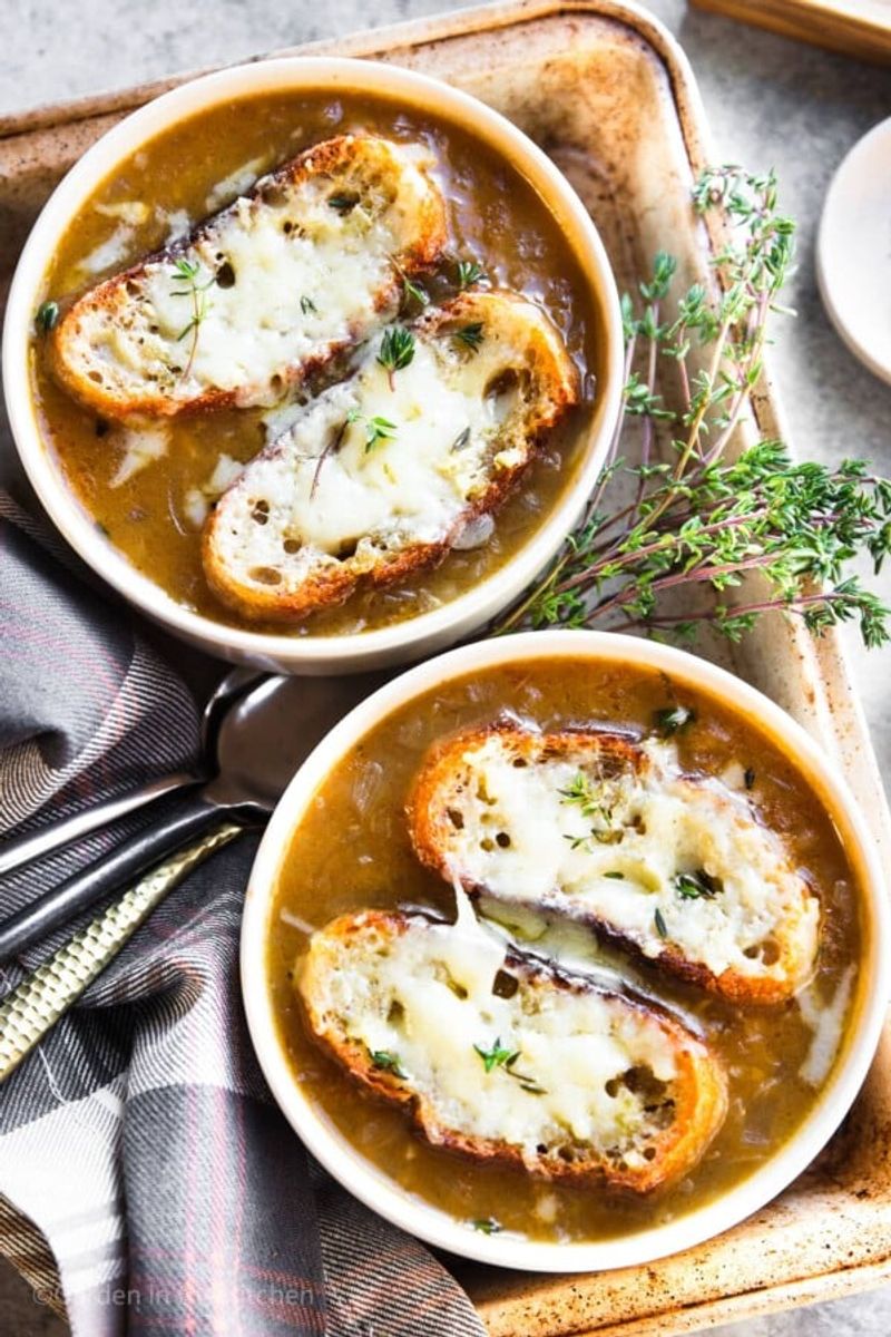 French Onion Soup With Melty Cheese Toasts