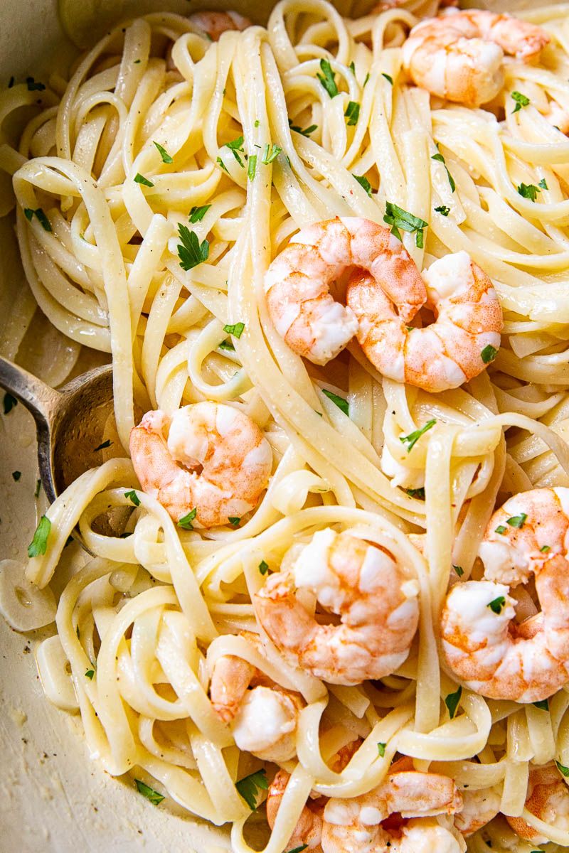 Shrimp Scampi Over Pasta