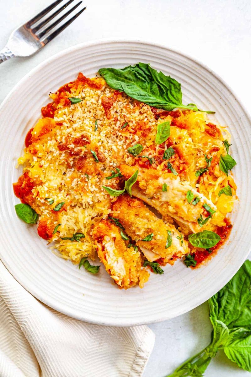 Chicken Parmesan Spaghetti Squash Bake