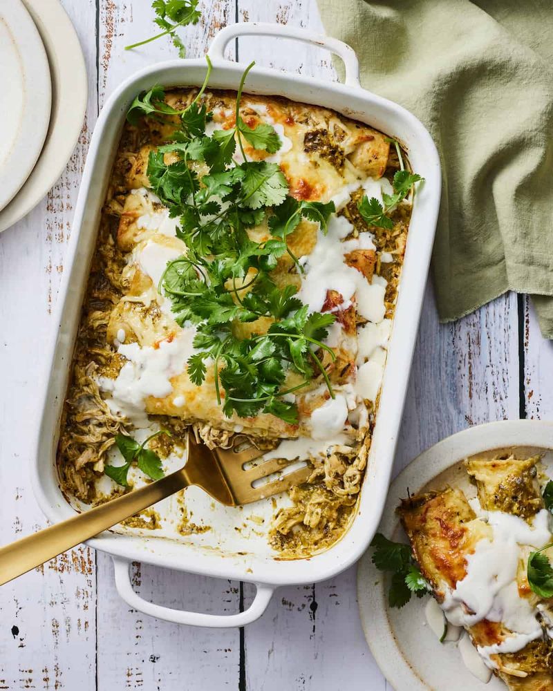 Green Chile Chicken Enchilada Bake