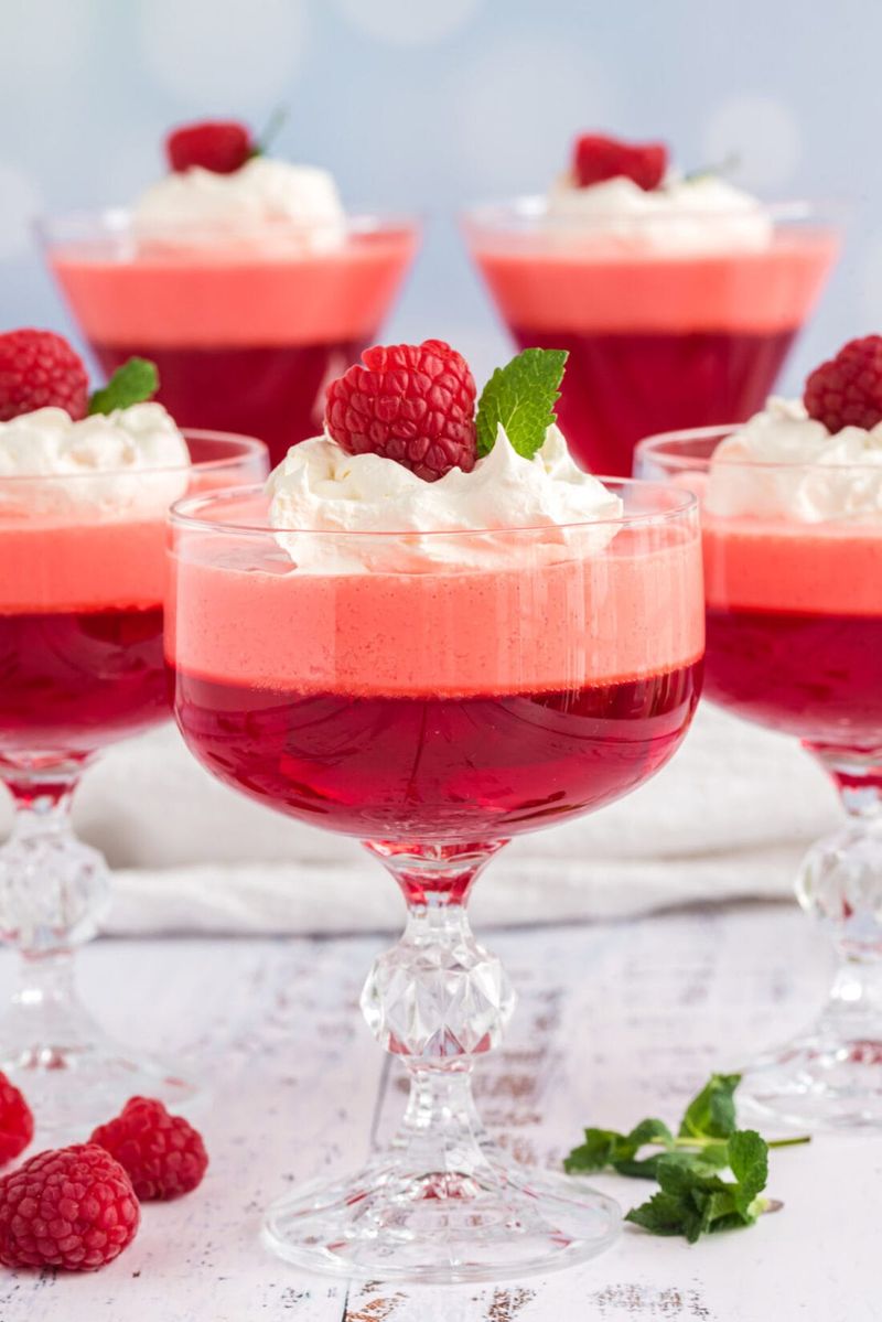 Raspberry Jell-O With Whipped Cream Top