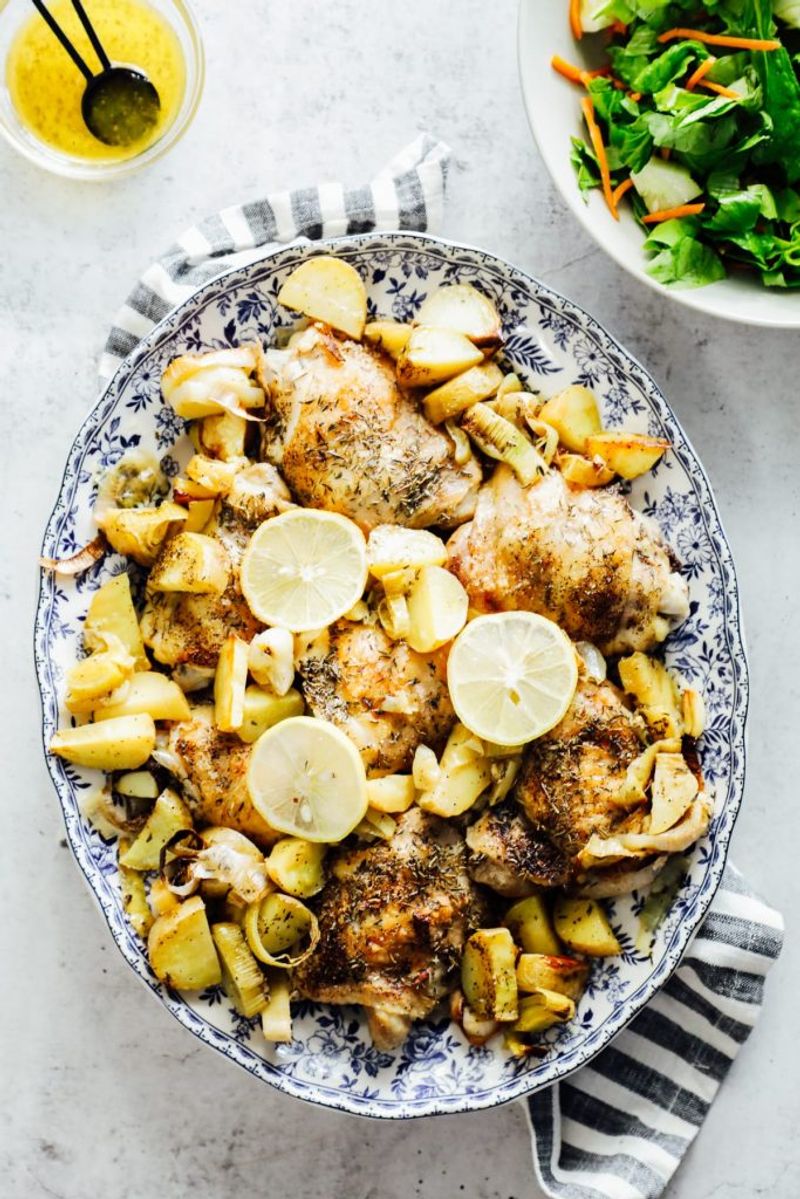 Lemon Herb Sheet-Pan Thighs with Potatoes