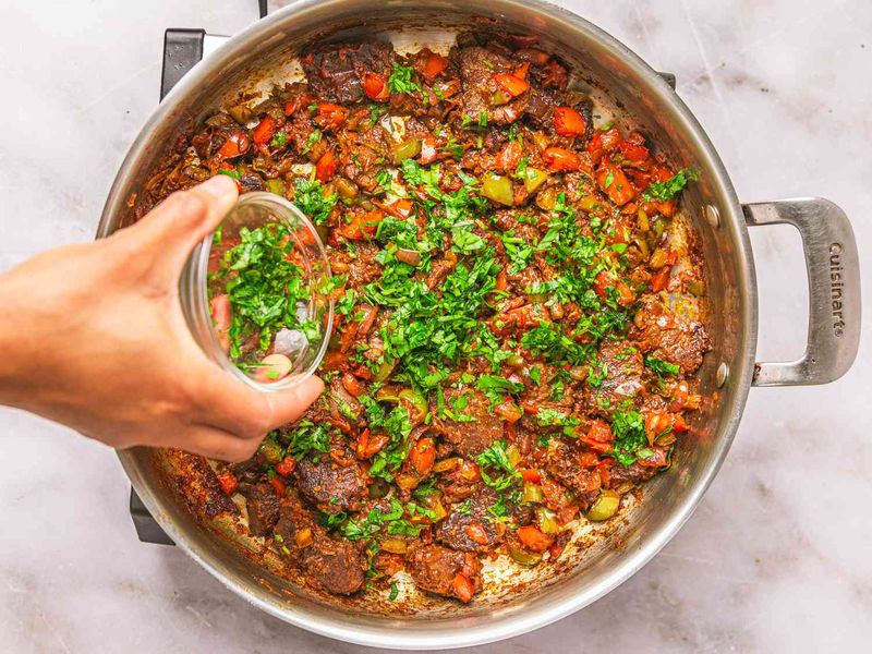 Adding wet food to the pan