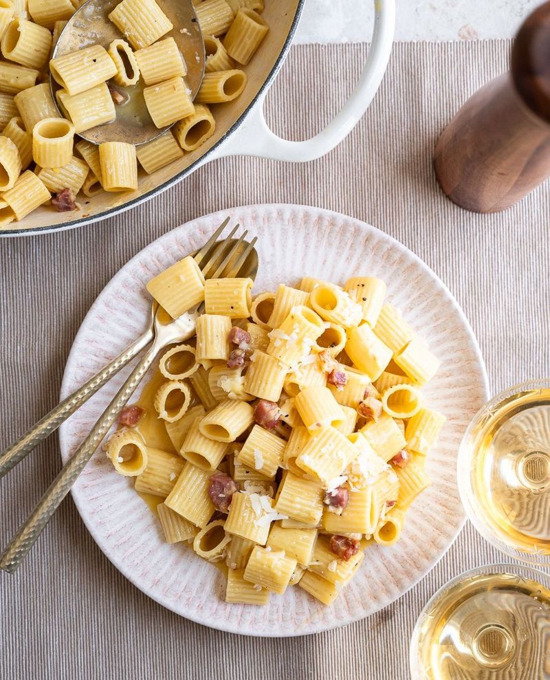 Rigatoni Carbonara-Style