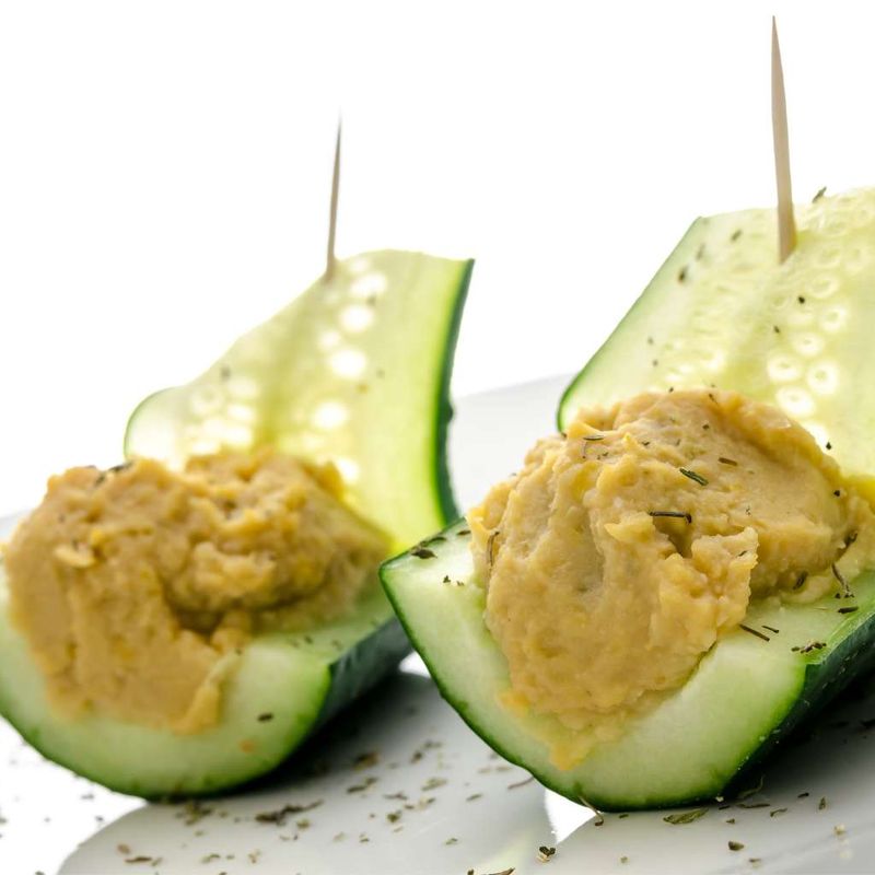 Cucumber Hummus Boats