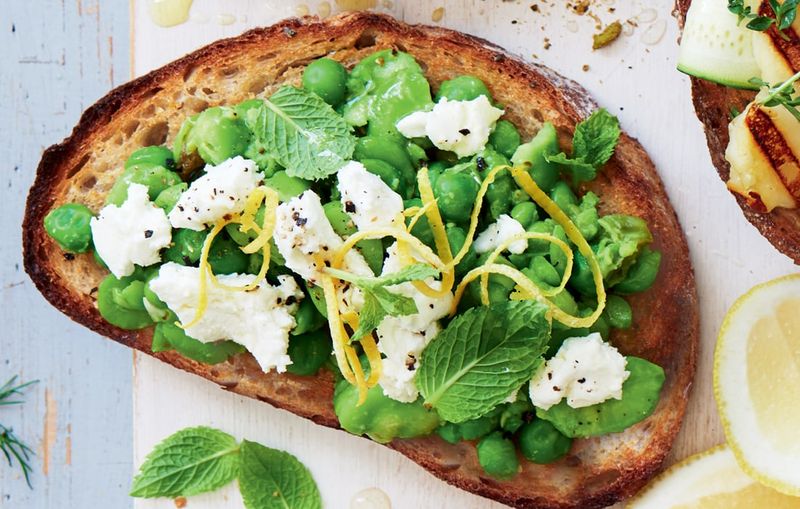 Smash Pea Mint Feta Toast