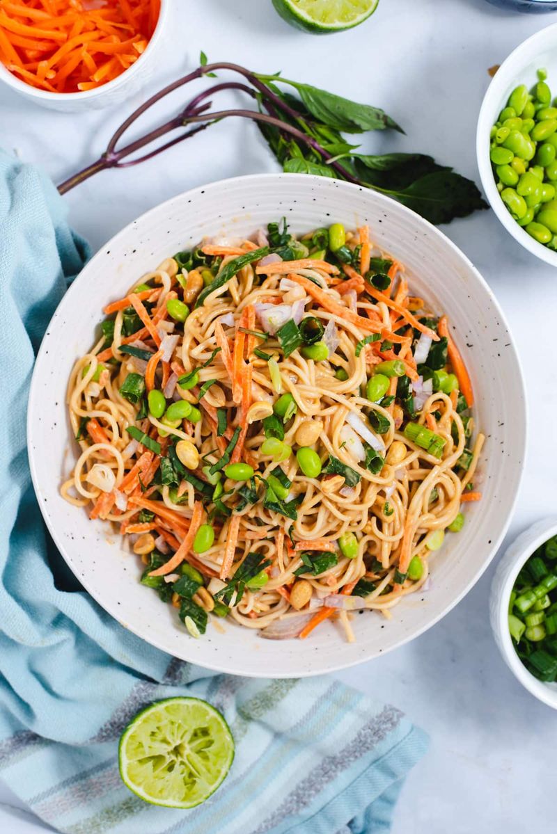 Peanut Noodles With Crunchy Veggies