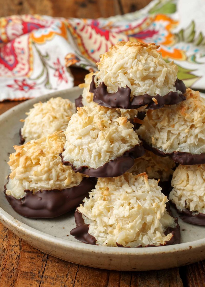 Chocolate Dipped Coconut Macaroons