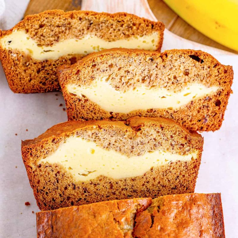 Cream Cheese Stuffed Banana Bread