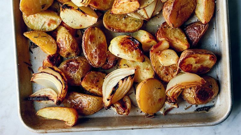 Sheet Pan Roasted Potatoes And Onions