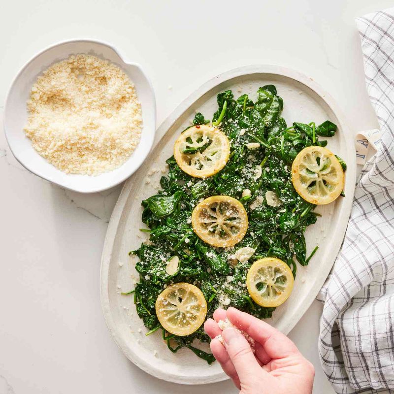 Spinach With Lemon and Parmesan