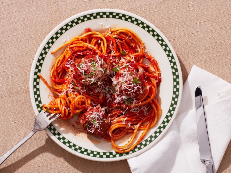 Spaghetti and meatballs at an authenticity-focused spot