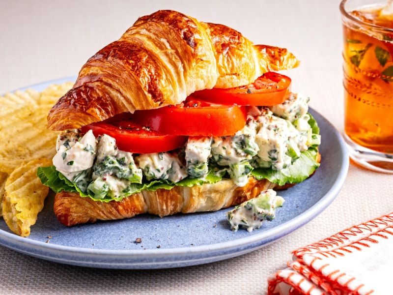 Chicken Salad Croissant with Lettuce, Cracked Pepper, and Dijon