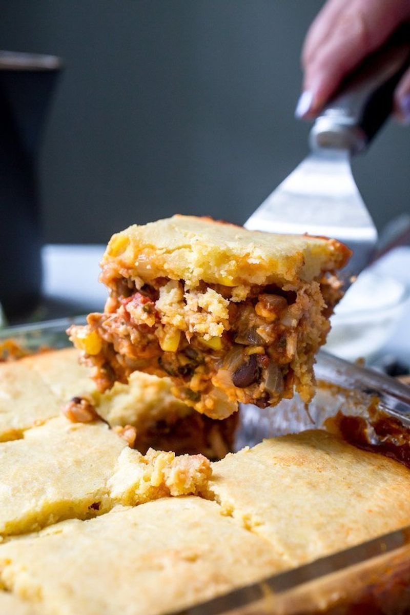 Chicken Tamale Pie (Mexican-Style Cornbread Top)