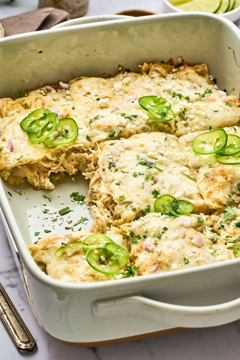 Chicken Verde Layered Casserole