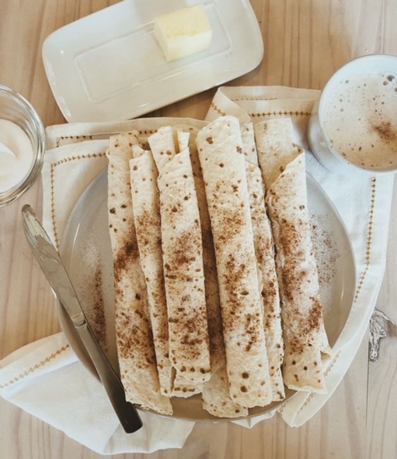 Lefse with Butter and Sugar