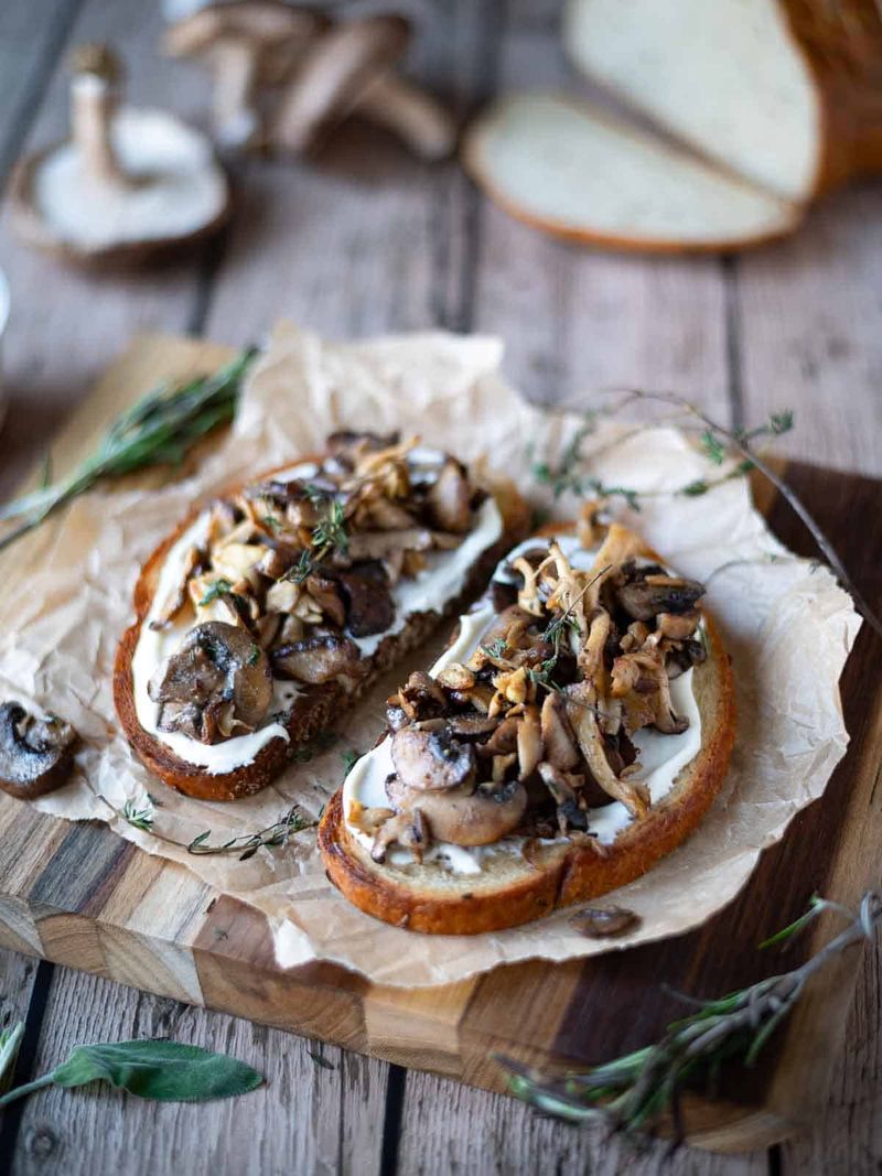 Wild Mushroom Toast With Goat Cheese And Honey
