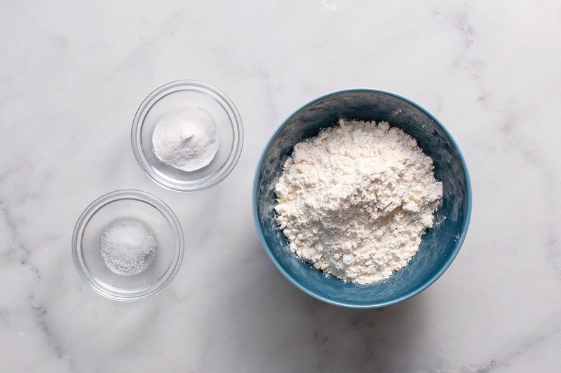 Self-rising flour → All-purpose flour + baking powder + salt