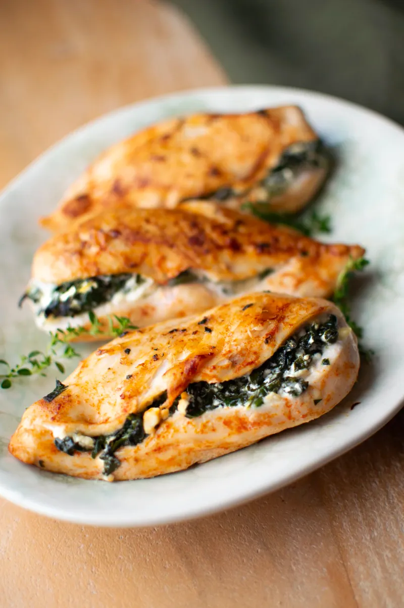 Spinach and Feta Stuffed Chicken (Skillet + Lid)