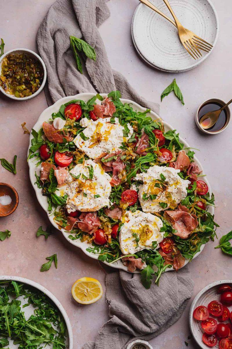 Prosciutto, Arugula, and Burrata Plate