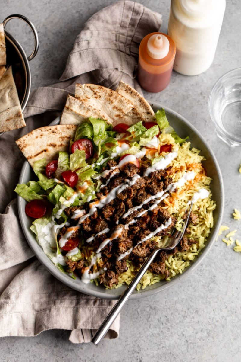 Halal Cart Lamb Over Rice: The White Sauce Secret