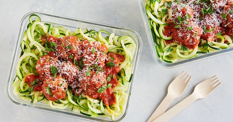 Zucchini Noodles with Marinara and Turkey Meatballs