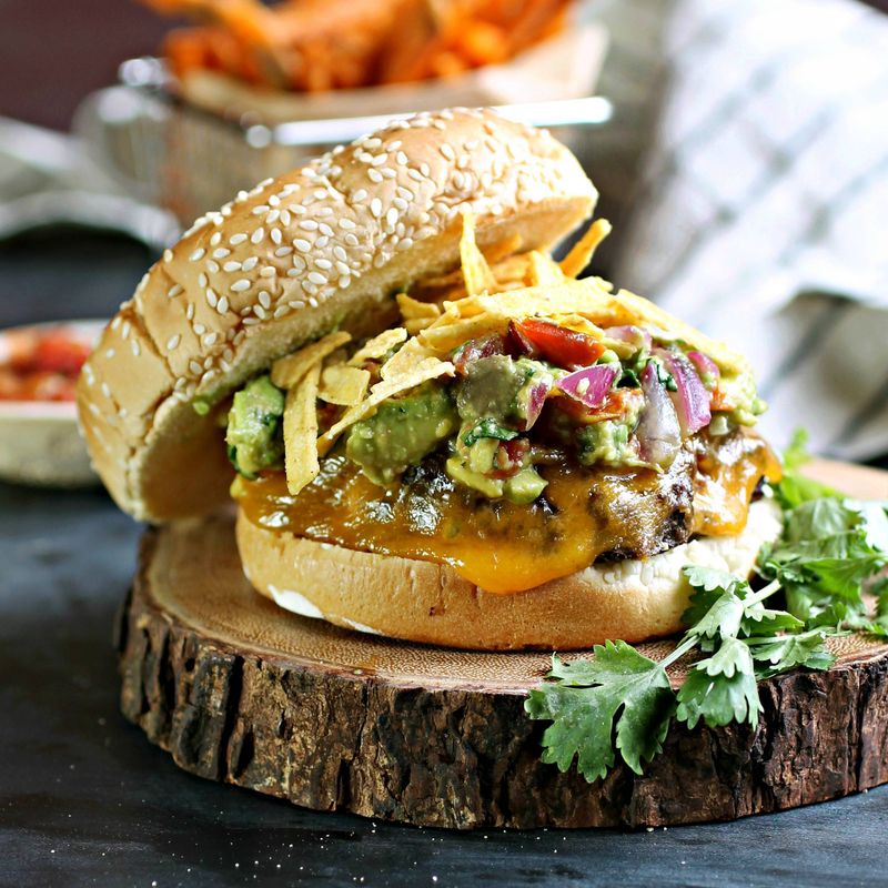 Guacamole and Tortilla Strip Burger