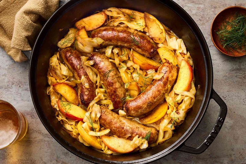 Braised Cabbage With Smoked Sausage