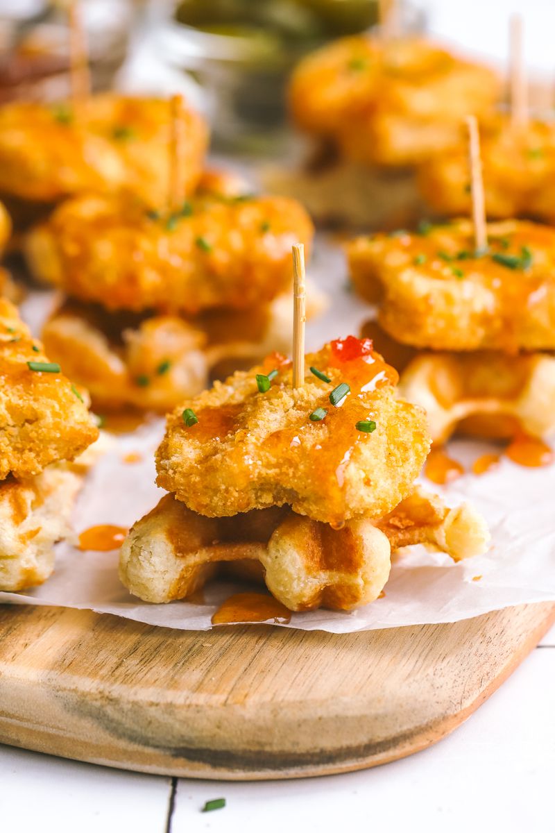 Air Fryer Chicken And Waffles Bites