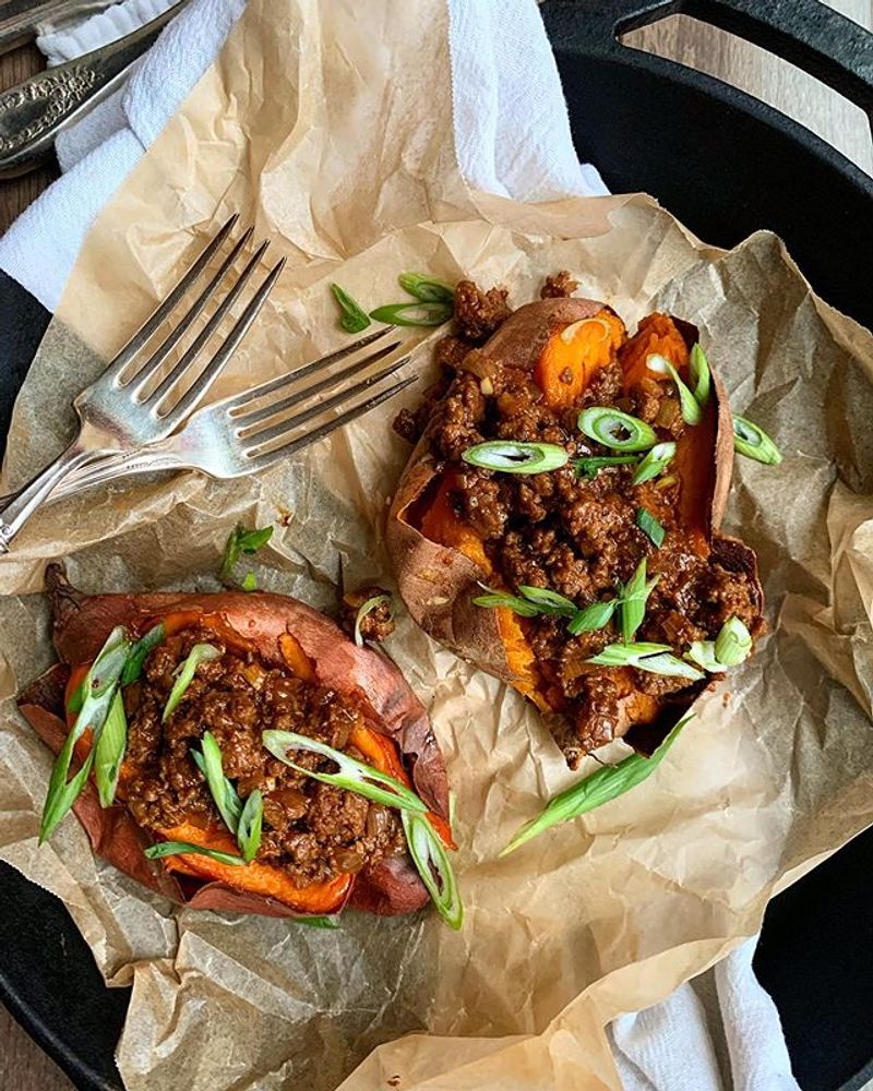 Sloppy Joe Stuffed Sweet Potatoes