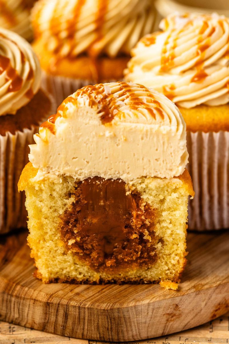 Vanilla Cupcakes With Salted Caramel Filling