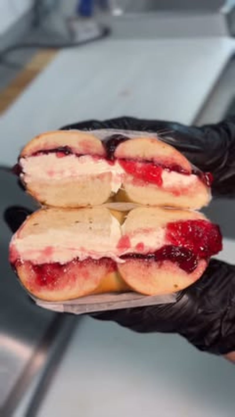 Cream Cheese and Grape Jelly on a Bagel