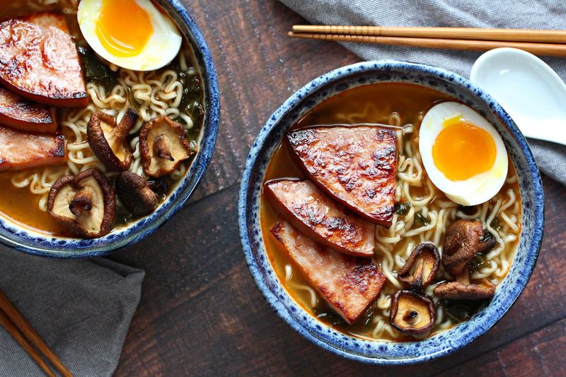 Ham Ramen with Soft Eggs