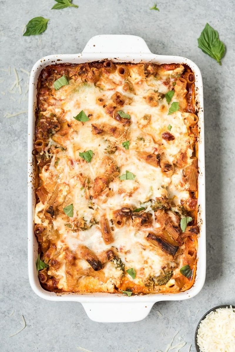 No-Boil Three-Cheese Marinara Bake