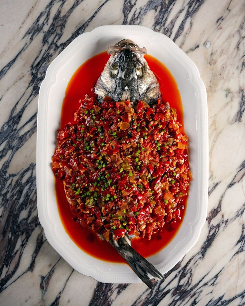 Hunan-Style Steamed Fish Head with Chopped Chiles