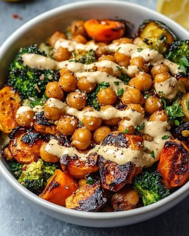 Roasted Vegetable Tahini Bowls