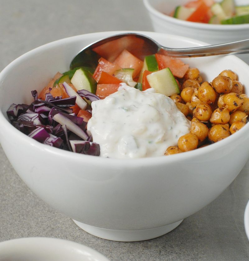 Crispy Chickpea “Gyro” Bowls