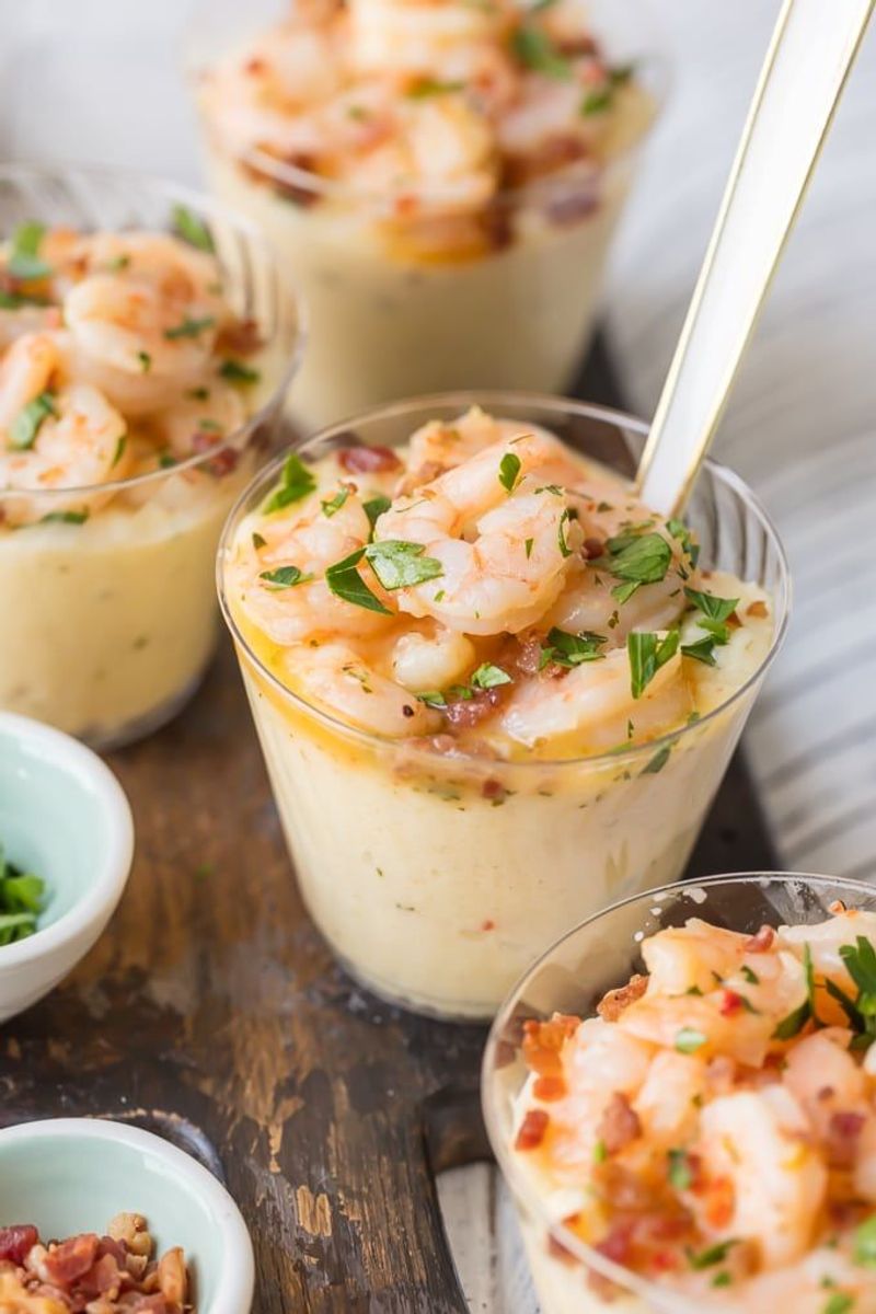 Shrimp and grits mini cups