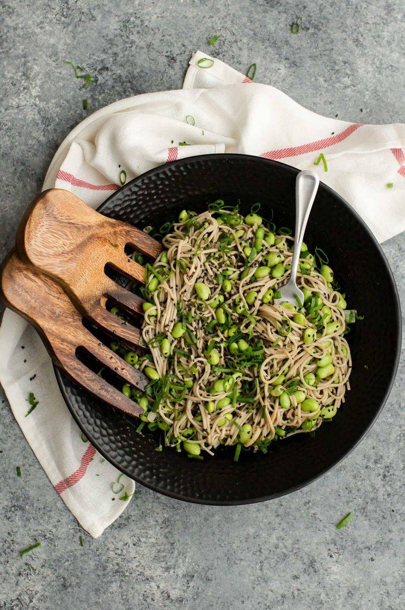 Garlic Sesame Soba With Edamame