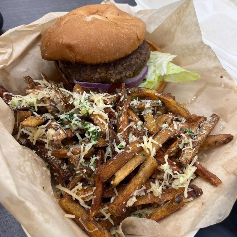 Montana - The Burger Dive Blackened Sabbath with Garlic Fries