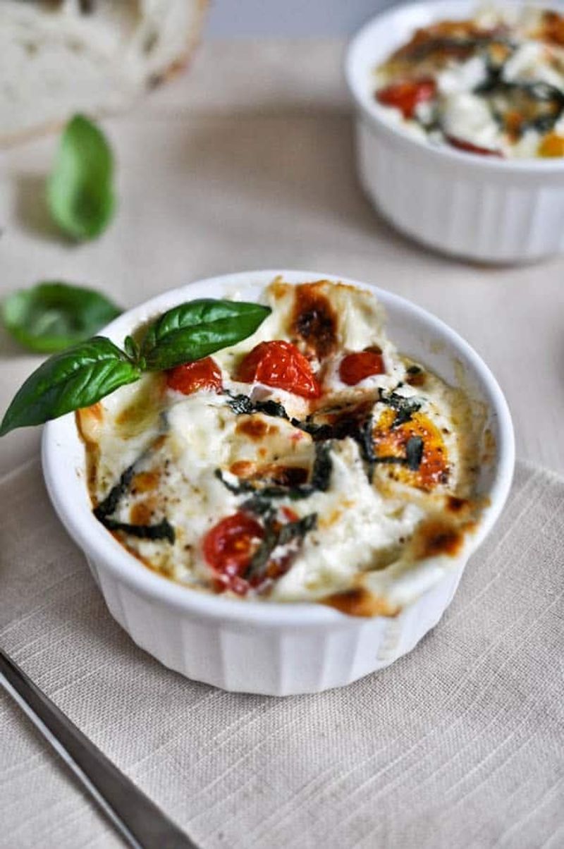 Caprese Baked Eggs in Ramekins