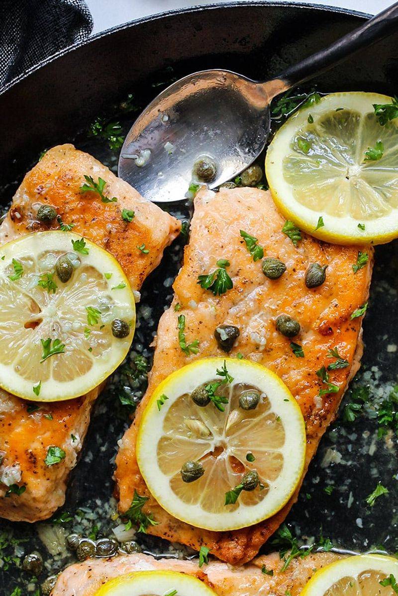 Lemon Butter Salmon With Capers