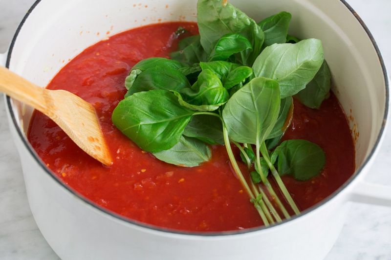 Basil in Marinara Sauce