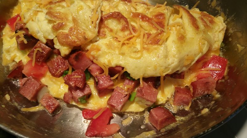 Bologna Omelet With Cheddar