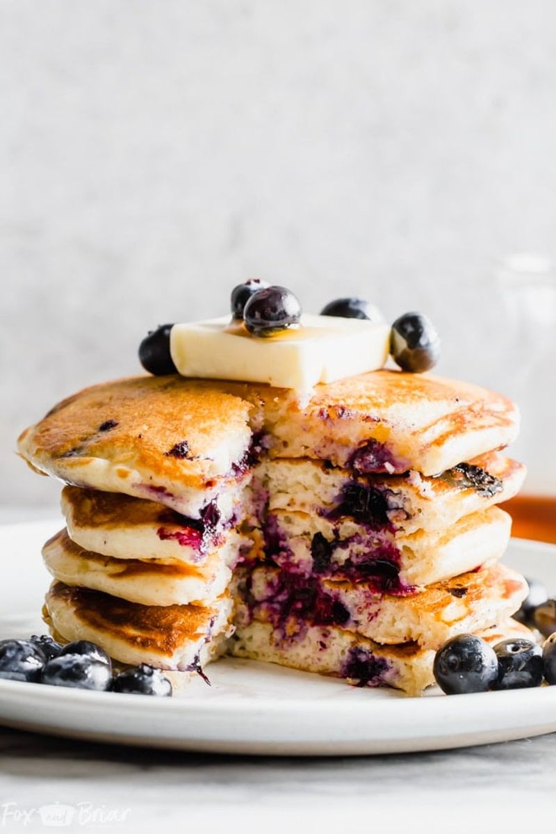 Blueberry Pancakes With Maple Syrup